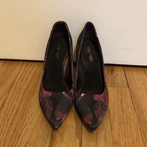 Nine West Purple Flora Satin Pumps